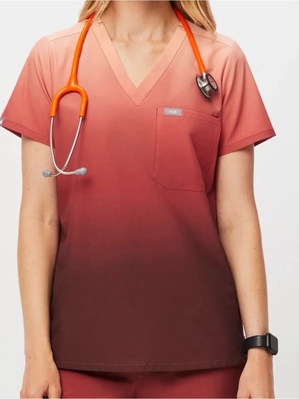Figs Ombre Sunrise Small Scrub Top and Small-Tall Bottom
